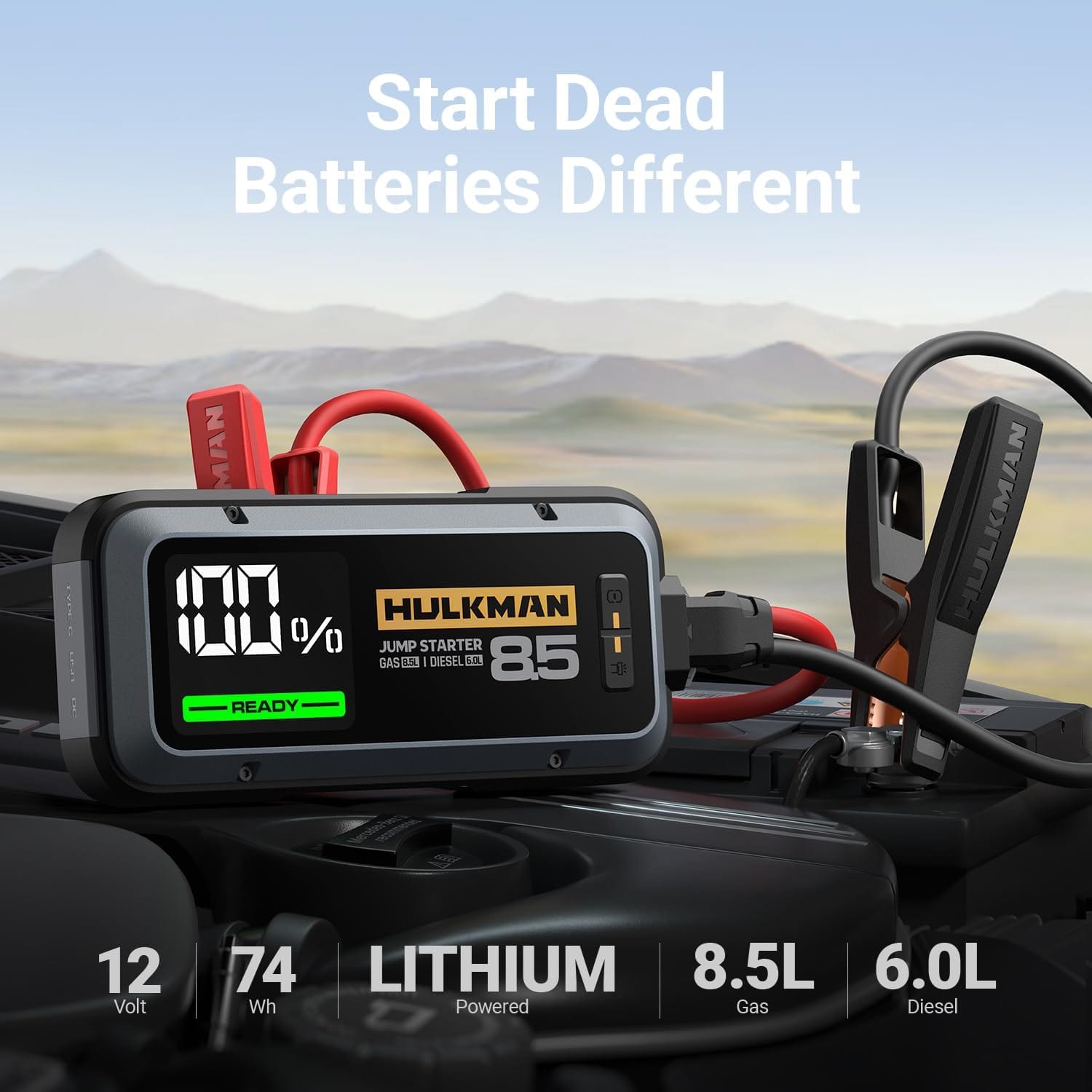 Hulkman Alpha85,Space Gray,2000A 74Wh Smart Jump Starter,12V Portable Car Batter - Photo 2