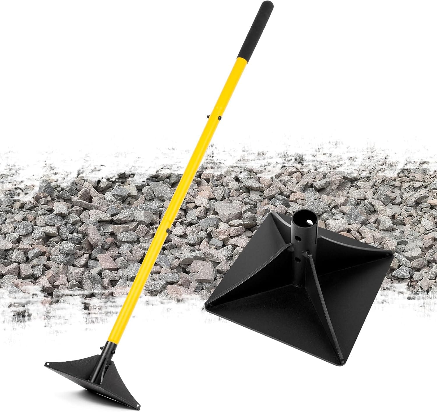 10"x10" Steel Tamper with 48" Handle, Heavy Duty Hand Compactor for Leveling